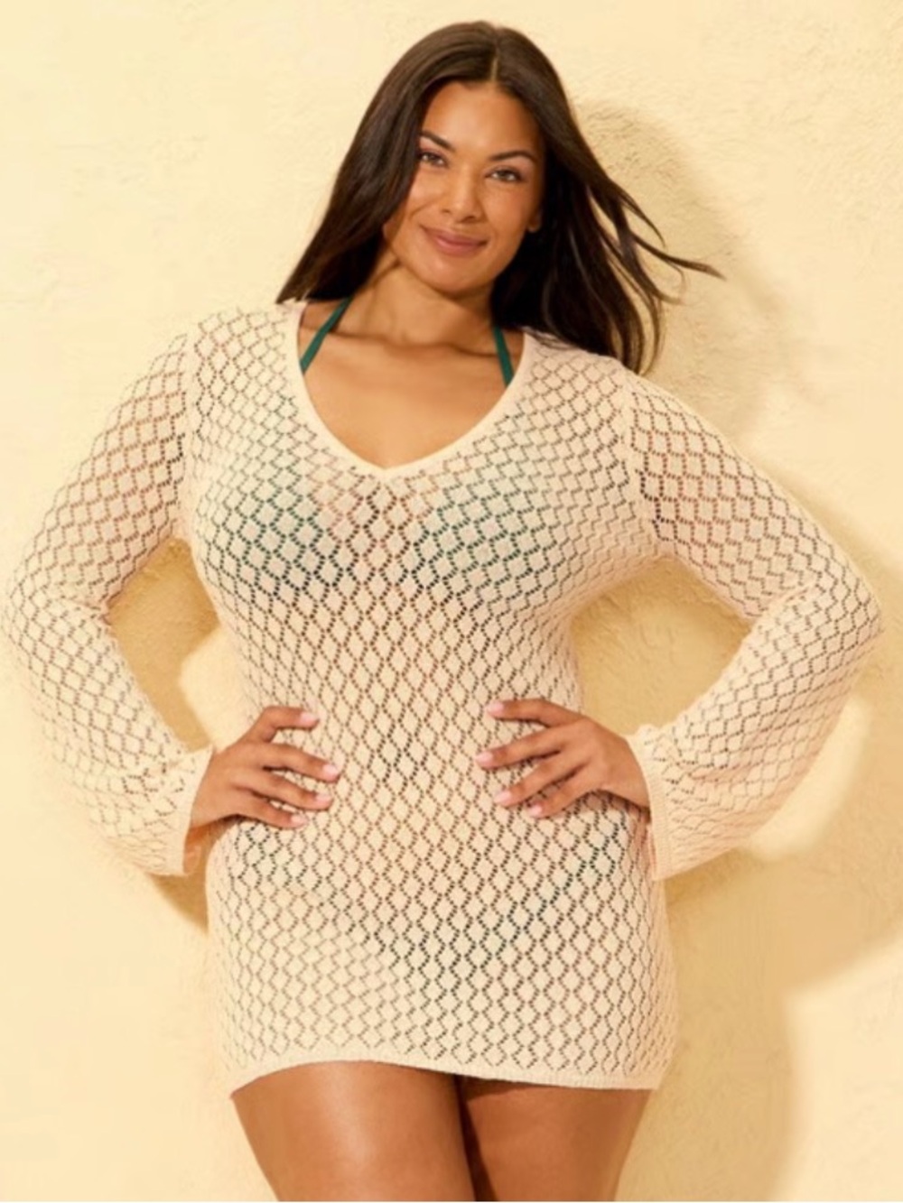 Beach Crochet Cover-Up Tunic in Cream